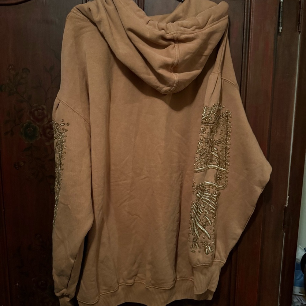 Free People Encrusted Hoodie Sweatshirt In Latte - Picture 6 of 6
